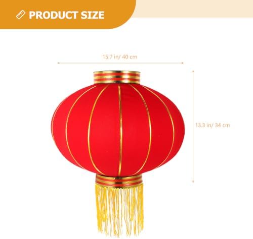 2pcs Red Flocking Cloth Traditional Lanterns with Tassel for Xmas Holiday - Image 2