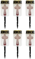 Poceacles Cross Solar Lights Waterproof Solar Garden Lights Cemetery Solar Outdoor Lights Outdoor Stake Automatic Solar Lantern for Cemetery Grave Decoration, Red Gothic Cross, Pack of 6 by Poceacles