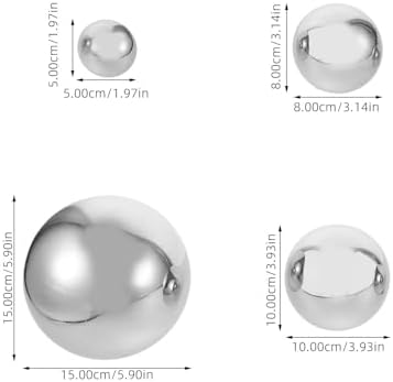 KALLORY 6pcs Stainless Steel Polished Mirror Gazing Balls Set, Hollow Reflective Sphere Ornaments for Garden and Patio Décor, Sizes 150mm to 50mm, Outdoor Floating Metal Globes - Image 2