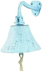 Hampton Nautical K-0272-dark blue Whitewashed Cast Iron Hanging Ship's Bell, 6", Dark Blue by HANDCRAFTED+NAUTICAL+D%C3%89COR