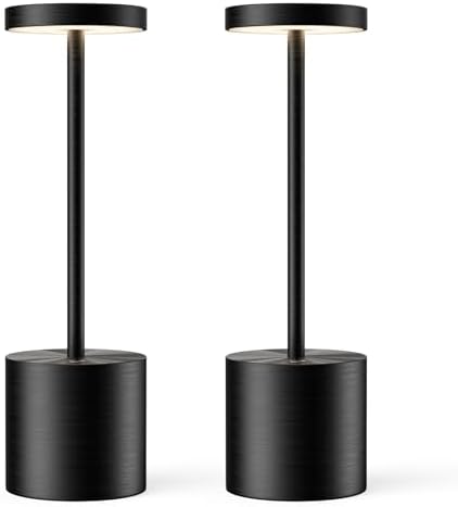 2 Pack Cordless Table Lamps Rechargeable,Battery Operated LED Table Light,5000mAh Battery Powered Dimming Weatherproof Desk Lamp for Dining Patio Restaurant Outdoor by ZenithLightTableLamp