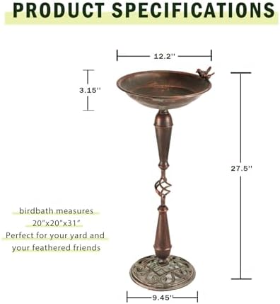 Cast Iron Pedestal Bird Bath,Metal Bird Bath for Outdoor,Vintage Birdbath - Image 3