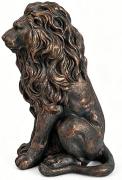 20.5" Brown Lion Statue, Resin Outdoor Guardian Sculpture, Faux Decor - Image 7