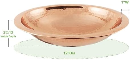 Handcrafted Hammered Copper Birdbath Bowl Rolled Edge Outdoor Garden Wildlife Water Vessel Patio Yard Landscape Accent - Image 5