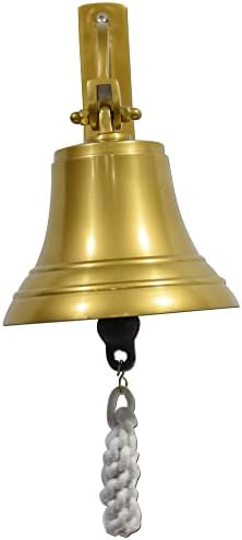6" Ship Bell - Large Brass Sleigh Bell, Wall Mounted Hanging Nautical for Dinner Christmas Service Craft Farmhouse Maritime Church Pirate House - Image 3