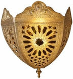 Set of 2 Moroccan Brass Wall Sconce, Handcrafted Filigree Style, Living Room Ambient Accent Lighting Gift, Half Dome Sconce (Atlas) by Handmade