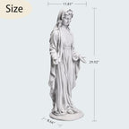 Virgin Mary Outdoor Statue, 29.5inch Blessed Mother Garden Sculpture, Religious Statue for Yard Lawn Patio Catholic Home Decor, Spiritual Gift for Faith Believers, Grey - Image 3