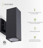 ASD 2 Light Cylinder Outdoor Sconce Lights, Black 120W E26 ETL 2 Pack - Image 3