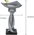 SKYFIRE 22.8”Tall Bird Baths for Garden - Concrete Modern Outdoor Standing Birdbath, Decoration Yard Statue for Garden, Patio, Backyard, Lawn -14.5”Dia X 22.8”H Contemporary Birdbaths with Pedestal - Image 4
