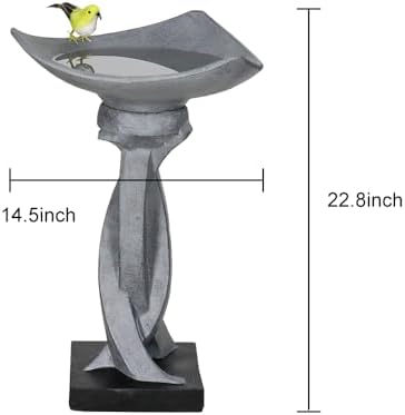 SKYFIRE 22.8”Tall Bird Baths for Garden - Concrete Modern Outdoor Standing Birdbath, Decoration Yard Statue for Garden, Patio, Backyard, Lawn -14.5”Dia X 22.8”H Contemporary Birdbaths with Pedestal - Image 4