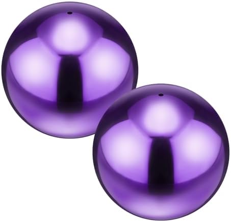 M METERXITY 2-Pack Garden Gazing Globes Ball 4.7 Inch 201 Stainless Steel Hollow Mirror Reflective Floating Ball for Garden/Pond/Home/Yard Outdoor Decoration [Gloss Purple] by MMETERXITY