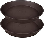 2 Pack of 20 22 inch Plant Saucer, 3.6" Depth Tray, Large Deep Heavy Duty Saucers for Pots, Garden Plastic Flower Plant Trays for Indoors Outdoor, Tray for Planter 19-23" (Brown) by Bleuhome
