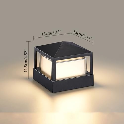 Pillar Lights,Square 5 X 5 in Outdoor Post Light,Outdoor Column lamp, Deck/Fence/Post Cap Lights,lamp Post,High Voltage Wired Waterproof Aluminum Post Light,IP65 (Square, 5X5IN) - Image 7