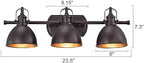 3 Bulb Vanity Light Fixture Vintage, Oil Rubbed Bronze Modern Bathroom Lighting Over Mirror, Rustic Metal Wall Sconce for Bathroom, Bedroom - Image 2