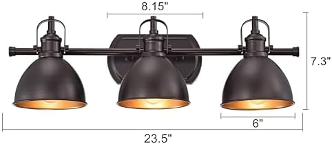 3 Bulb Vanity Light Fixture Vintage, Oil Rubbed Bronze Modern Bathroom Lighting Over Mirror, Rustic Metal Wall Sconce for Bathroom, Bedroom - Image 2