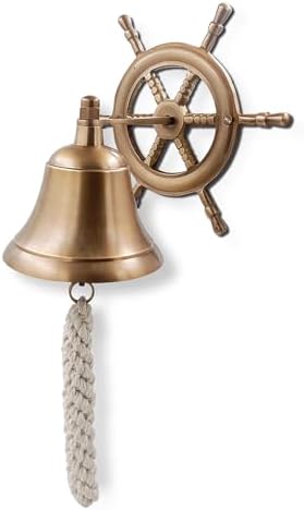 THDC Steering Wheel Wall Mounted Solid Brass Bell for Dinner, Indoor, Outdoor, School, Bar, Reception & Church - 4 Inch by THDC