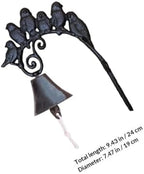 Healeved Vintage Cast Iron Manually Shaking Wall Bell with Bird Design, Rustic Outdoor Decorative Dinner Bell for Home and Garden Wall Hanging - Image 2