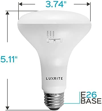 LUXRITE 4-Pack BR30 LED Bulb, 65W Equivalent, 3 Colors 2700K | 3000K | 5000K, Dimmable, 850 Lumens, LED Flood Light Bulbs, 10W, Damp Rated, Indoor/Outdoor - Living Room, Kitchen, and Recessed - Image 6