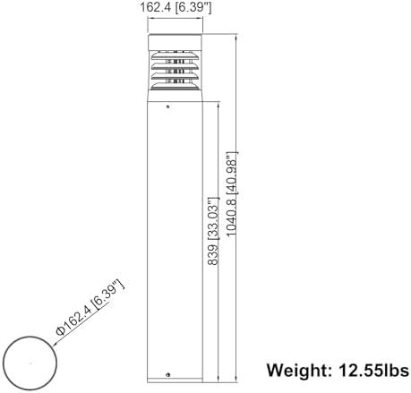 24/19/14W CCT Tunable 42in LED Bollard Light Outdoor Photocell Bronze 120V - Image 4