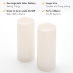 10" x 4" Large Waterproof Outdoor Solar Flameless LED Candles - 2 Pack - Image 5