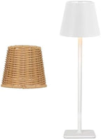 Waterproof Outdoor Rechargeable Cordless Table Lamp with Wicker Shade, Battery Operated Portable Table Light with Adjustable Height Pole, for Patio Restaurant Kitchen Dinner (White) by Unknown