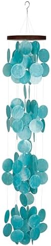 Woodstock Chimes Asli Arts Collection, Capiz Waterfall, 40'' Azure Capiz Wind Chimes for Outdoor, Patio, Home or Garden Décor, Wind Chime for Mom Christmas/Hanukkah Gifts (CWRA) by WoodstockChimes