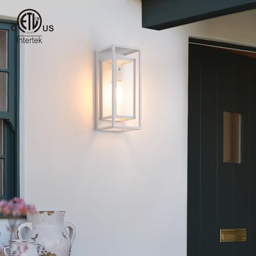 mirrea 14" Modern Outdoor Porch Wall Light, Matte White, 2 Pack - Image 3