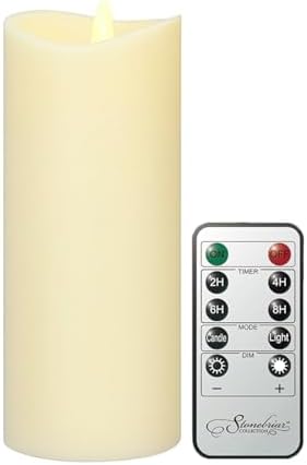 Stonebriar LED Pillar Candles — Remote & Timer, Real Wax Flameless Candles for Home Décor, Weddings & Events, Pack of 6, Ivory, 3" x 8" by StonebriarCollection