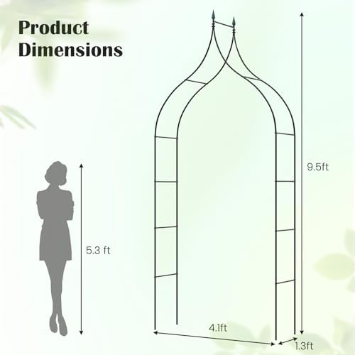 Giantex Metal Garden Arch Trellis, 9.5 FT Wedding Arbor for Ceremony - Image 7
