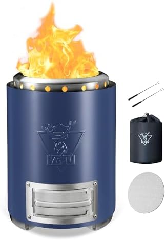 YEFU Tabletop Fire Pit, Flame Control Wood & Pellet Stove with Bag, Blue by YEFU