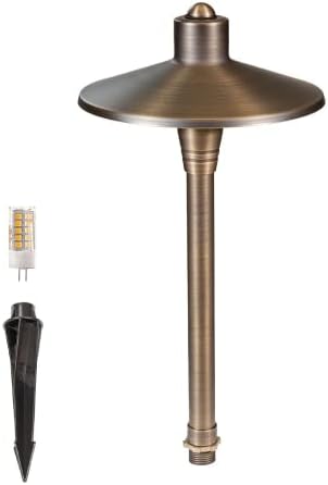 G2 12V Brass Mini Path Light (15" Tall) & 3W 2700K G4 LED Bulb by LumenLogic