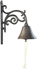 Vintage Cast Iron Dinner Bell with Wall Mount（10x8 inches） - Heavy Duty Rustproof Outdoor/Indoor Farmhouse Decor for Garden, Porch & Entryway, Loud Handbell for Classroom/Patio Signaling HC7090 by Unknown