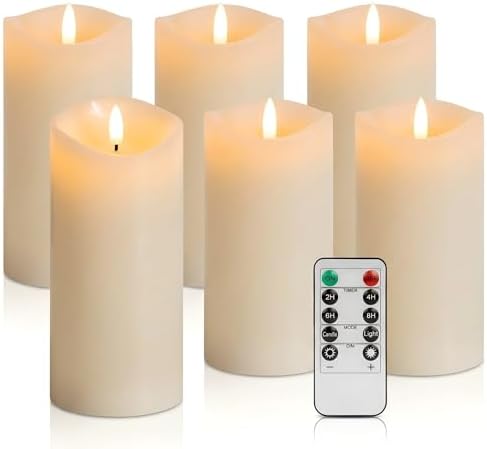 Real Wax Flameless Candles with Remote, 3 x 6 Inch LED Pillar Candles by LetCOVEGEdecoryourhome
