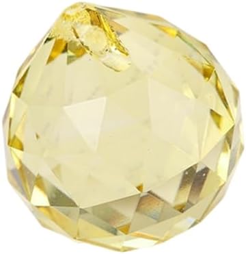 100mm Large Crystal Prism Suncatcher for Windows Hanging, Colorful Glass Crystal Sun Catcher Beads Pendants Maker Balls for Indoor Outdoor Garden Feng Shui Home Decor Golden Yellow by YlobdolY