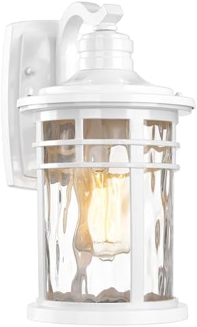 Darkaway Outdoor Wall Light Fixture,Outside Porch Lights Wall Mounted with Water Ripple Glass Exterior Waterproof Lantern Modern Wall Sconce Lighting for Front Door Yard Patio by Darkaway