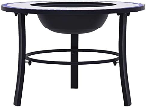 Mosaic Fire Pit Blue and White 26.8" Ceramic Steel Outdoor Tabletop, Decorative Patio Heater for Garden, Deck, Backyard Gatherings - Image 3