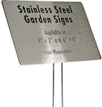Stainless Steel Garden Sign. 4 x 2" rounded sign with a 10" stake. Great as a Garden Memorial or Plant Label (Stainless Steel, 4 x 2") by PlaqueMaker