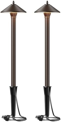 Malibu Low Voltage Pathway Lights, 10W Pro Style Halogen Landscape Lighting, 2Pack 2700K Warm White Path Light, 12V AC Bronze Outdoor Walkway Lights for Yard Garden 8308-9103 by Unknown