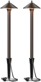Malibu Low Voltage Pathway Lights, 10W Pro Style Halogen Landscape Lighting, 2Pack 2700K Warm White Path Light, 12V AC Bronze Outdoor Walkway Lights for Yard Garden 8308-9103 by Unknown
