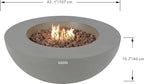 Elementi Lunar Bowl Cast Concrete Fire Table Bundle, Outdoor Fire Pit Fire Table Patio Furniture, Light Gray (Natural Gas) - Image 2