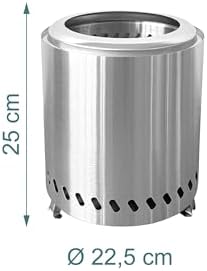 Relaxdays Smokeless Tabletop Fireplace, Stainless Steel, 25 x 22.5 x 22.5 cm, Removable Ash Tray, Camping, Silver - Image 4