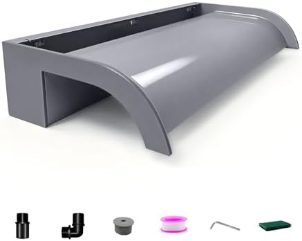 Pond Waterfall Blade Kit, 60cm Acrylic Pool Fountain with Accessories, Width 20cm Curved Outlet Spillway for Garden Patio Pond Decoration by LONGRUNNEW