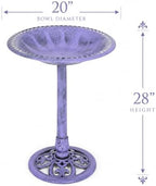 Backyard Expressions Outdoor Garden Bird Bath - Lilac Purple - Weather Resistant Polyresin - 27 Inch - Image 2