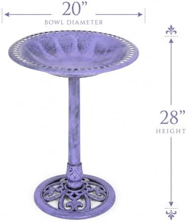 Backyard Expressions Outdoor Garden Bird Bath - Lilac Purple - Weather Resistant Polyresin - 27 Inch - Image 2