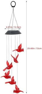 Outdoor LED Wind Chime 2pcs Red Cardinal Bird Xmas Night Light - Image 2