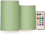 YETTASBIN Sage Green Color Flameless Candles with Remote Control and Timer, Adjustable Brightness Long Lasting Battery Operated LED Pillar Candles for Indoor Outdoor Party Holiday Home Decor, 2 Pack by Unknown