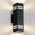 Cerdeco 15" Black Modern Outdoor Wall Light with 3-Sided Frosted Glasses by Cerdeco