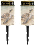 Poceacles Solar Candle Cemetery Solar Lights for Grave LED Garden Flameless Powered Pathway Lights Outdoor Waterproof with Dusk to Dawn Sensor, Sea Turtle Beach Print, 2 Pack by Poceacles