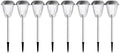 Solar Path Lights, Set of 8-16” Tall Stainless Steel Outdoor Stake Lighting for Garden, Landscape, Yard, Driveway, Walkway by Pure Garden (Gunmetal) by PureGarden