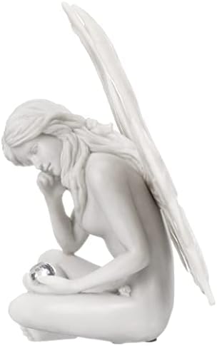 Design Toscano Gazing Secret Garden Fairy Woman Statue Figurine, 7 inches wide, 10 inches tall, Cast Stone Resin, Antique Stone Finish - Image 4